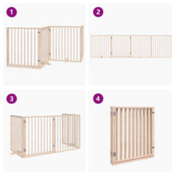 Walplus Poplar Wood Dog Gate With Door Foldable 4 Panels 320 Cm - thumbnail 7