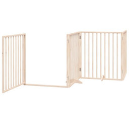 Walplus Poplar Wood Dog Gate With Door Foldable 4 Panels 320 Cm - thumbnail 4