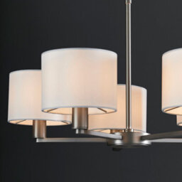 Anson Lighting Donovan Nickel Plate And Vintage White Faux Silk Shade 5 Light Ceiling Pendant - thumbnail 5