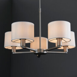Anson Lighting Donovan Nickel Plate And Vintage White Faux Silk Shade 5 Light Ceiling Pendant - thumbnail 7