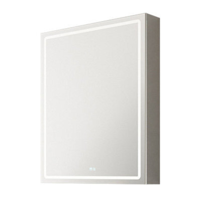 500 X 700mm Ip44 Led Bathroom Mirror Cabinet With Touch Demister And Built-In Shaver Socket - image 1