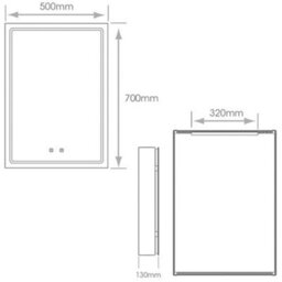 500 X 700mm Ip44 Led Bathroom Mirror Cabinet With Touch Demister And Built-In Shaver Socket - thumbnail 4