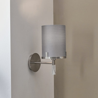 Pacific Lifestyle Midland Brushed Nickel And Grey Marble Effect Wall Light - image 1