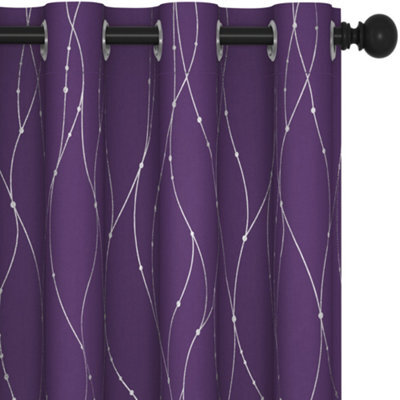 Deconovo Dot Line Decorative Super Soft Thermal Insulated Energy Saving Blackout Curtains Purple Grape W46 X L90 Inch 2 Panels - image 1