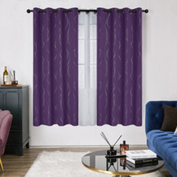 Deconovo Dot Line Decorative Super Soft Thermal Insulated Energy Saving Blackout Curtains Purple Grape W46 X L90 Inch 2 Panels - thumbnail 3