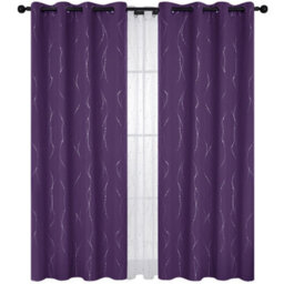 Deconovo Dot Line Decorative Super Soft Thermal Insulated Energy Saving Blackout Curtains Purple Grape W46 X L90 Inch 2 Panels - thumbnail 2