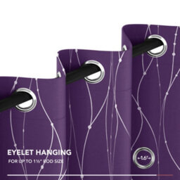 Deconovo Dot Line Decorative Super Soft Thermal Insulated Energy Saving Blackout Curtains Purple Grape W46 X L90 Inch 2 Panels - thumbnail 7