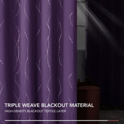 Deconovo Dot Line Decorative Super Soft Thermal Insulated Energy Saving Blackout Curtains Purple Grape W46 X L90 Inch 2 Panels - thumbnail 6