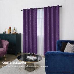 Deconovo Dot Line Decorative Super Soft Thermal Insulated Energy Saving Blackout Curtains Purple Grape W46 X L90 Inch 2 Panels - thumbnail 5