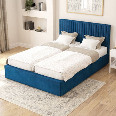 Aspire Grant Electric Adjustable Bed Upholstered With Pocket Sprung Mattress Uk Made, Plush Navy, Size King - image 1