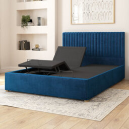 Aspire Grant Electric Adjustable Bed Upholstered With Pocket Sprung Mattress Uk Made, Plush Navy, Size King - thumbnail 3