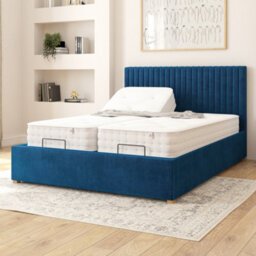 Aspire Grant Electric Adjustable Bed Upholstered With Pocket Sprung Mattress Uk Made, Plush Navy, Size King - thumbnail 2