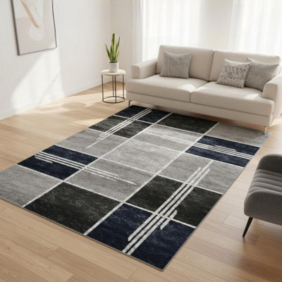 Modern Box Design Area Rug Soft Thick Pile Carpet Living Room Bedroom Kitchen Non Shedding Polypropylene Rug 80X150 Cm - image 1