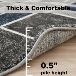 Modern Box Design Area Rug Soft Thick Pile Carpet Living Room Bedroom Kitchen Non Shedding Polypropylene Rug 80X150 Cm - thumbnail 7