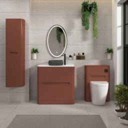 Royal Bathrooms Venice 800mm Terracotta Clay Freestanding Bathroom Countertop Vanity Unit 2 Drawer With Milan Black Basin - thumbnail 4