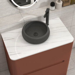 Royal Bathrooms Venice 800mm Terracotta Clay Freestanding Bathroom Countertop Vanity Unit 2 Drawer With Milan Black Basin - thumbnail 6
