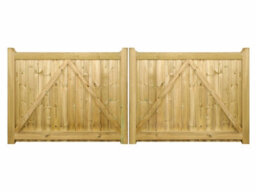 Cannock Gates Drayton Square Top Low Double Driveway Gate - Pressure Treated Scandinavian Redwood - W3300 X H950 mm - thumbnail 5