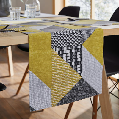 Catherine Lansfield Dining Larsson Geo 33X220 Cm Runner Ochre - image 1