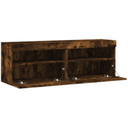 Berkfield Tv Wall Cabinets With Led Lights 2 Pcs Smoked Oak 60X30X40 Cm - thumbnail 8