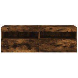 Berkfield Tv Wall Cabinets With Led Lights 2 Pcs Smoked Oak 60X30X40 Cm - thumbnail 9