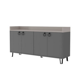 Decortie Dea Sideboard Display Unit With 4 Cabinets Table Anthracite Grey Mocha Grey 140Cm - thumbnail 2