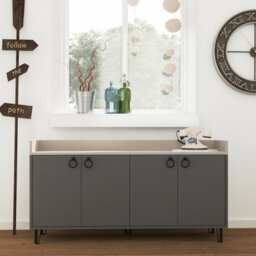 Decortie Dea Sideboard Display Unit With 4 Cabinets Table Anthracite Grey Mocha Grey 140Cm - thumbnail 1