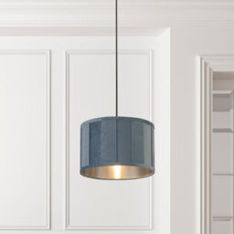 Lighting Collection Cotres Pastel Turquoise Tapered Rib Shade - thumbnail 5