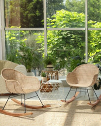 Beliani Set Of 2 Rocking Chairs Lavinio Rattan Natural - thumbnail 2