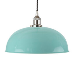 Duck Egg Blue Worcester Painted Dome Pendant Light With Nickel Lamp Holder And Black Twisted Cable - Se Home - thumbnail 1