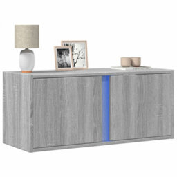 Berkfield Tv Wall Cabinet With Led Lights Grey Sonoma 80X31X35 Cm - thumbnail 1