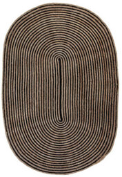 Second Nature Online Chakkar Dark Stripe Oval Jute Beige Black Rug / 120 Cm X 180 Cm - thumbnail 3