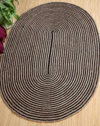 Second Nature Online Chakkar Dark Stripe Oval Jute Beige Black Rug / 120 Cm X 180 Cm - thumbnail 2