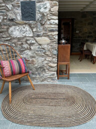Second Nature Online Chakkar Dark Stripe Oval Jute Beige Black Rug / 120 Cm X 180 Cm - thumbnail 9