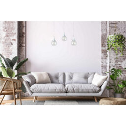 Luminosa Lighting Luminosa Lacrima Bar Pendant Ceiling Light Silver Transparent Glass Shade 3X E27 - thumbnail 3