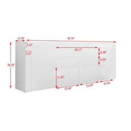 High Gloss Front Large Wood Sideboard Cabinet With 2 Doors 2 Drawers Cupboard - thumbnail 4
