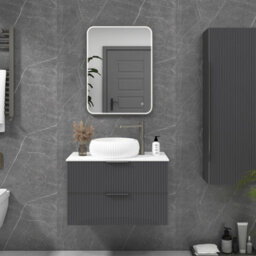 Royal Bathrooms Luxor 600 X 800mm Gun Metal Grey Framed Rectangular Mirror Within Frame Led, Touch Sensor & Demister Pad - thumbnail 3