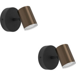 Loops 2 Pack Sleek Modern Bronze And Black Led Ceiling Spotlight For Bathroom Lighting - thumbnail 1