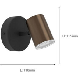 Loops 2 Pack Sleek Modern Bronze And Black Led Ceiling Spotlight For Bathroom Lighting - thumbnail 4