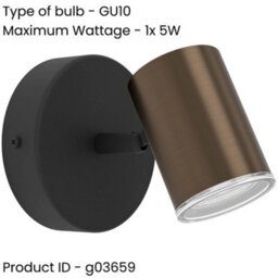 Loops 2 Pack Sleek Modern Bronze And Black Led Ceiling Spotlight For Bathroom Lighting - thumbnail 2