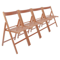 Harbour Housewares 4X Beech Wood Folding Chairs - Walnut - Wooden Outdoor Chair Deck Seats Foldable Dining Patio Furniture - thumbnail 1