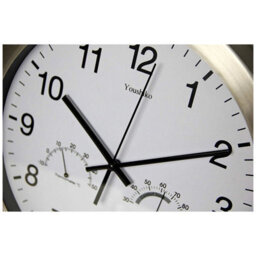 Youshiko Large Bold Quartz Metal Wall Clock With Temperature & Humidity, 12'' Non Ticking Silent Sweeping Seconds - thumbnail 2