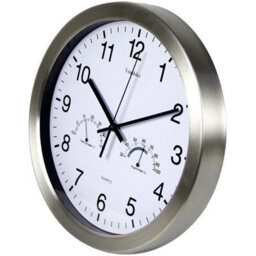 Youshiko Large Bold Quartz Metal Wall Clock With Temperature & Humidity, 12'' Non Ticking Silent Sweeping Seconds - thumbnail 4