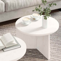 Berkfield Coffee Table 2 Pcs White Solid Pine Wood - thumbnail 4