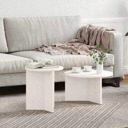 Berkfield Coffee Table 2 Pcs White Solid Pine Wood - thumbnail 1