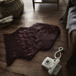 Smart Living Washable Ultra Soft Faux Sheep Fur Rug, Fluffy Living Room, Kitchen, Bedroom Floor Anti-Slip Mat 60Cm X 90Cm - Wine - thumbnail 1