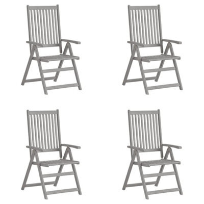 Berkfield Garden Reclining Chairs 4 Pcs Grey Solid Acacia Wood - image 1