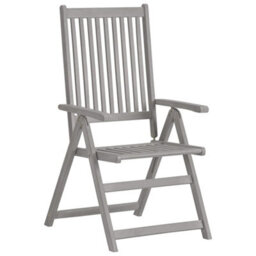 Berkfield Garden Reclining Chairs 4 Pcs Grey Solid Acacia Wood - thumbnail 2