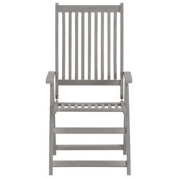 Berkfield Garden Reclining Chairs 4 Pcs Grey Solid Acacia Wood - thumbnail 3