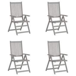 Berkfield Garden Reclining Chairs 4 Pcs Grey Solid Acacia Wood