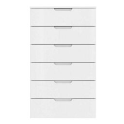 Wyld Haus Leipzig White Gloss Tall Chest Of 6 Drawers - thumbnail 4